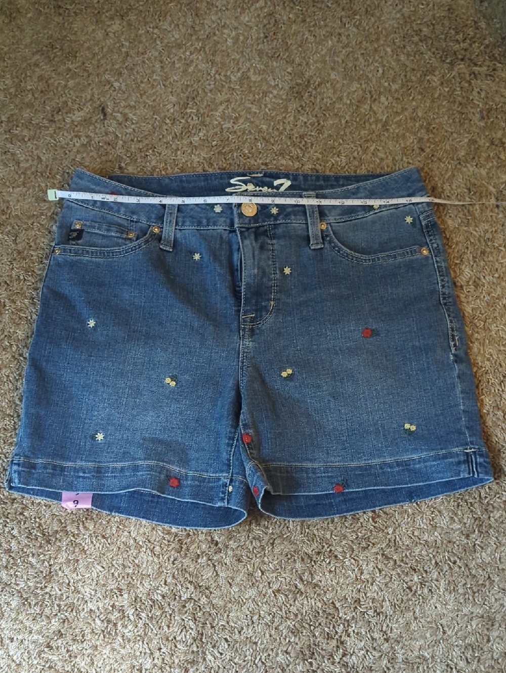 *New* Seven7 Blue Denim Shorts with Floral Embroidery